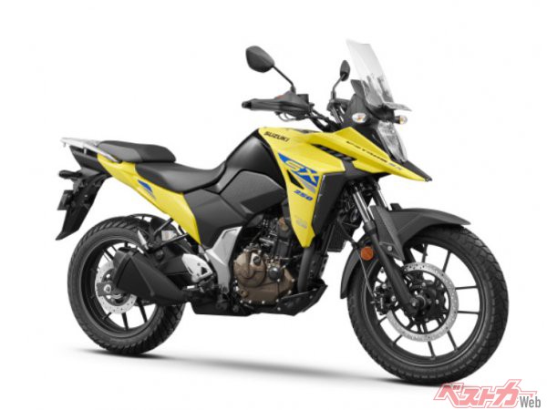 インドで生産されるVストローム SX。新世代の油冷単気筒を搭載し、軽量スリムさが光る。フロント19インチも与え、汎用性は現行のVストローム250を上回るはずだ