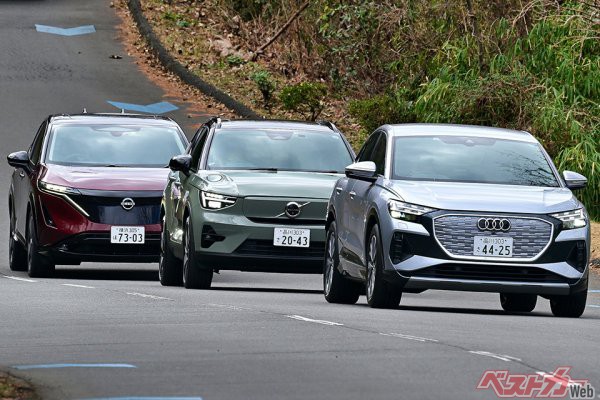 日産 アリアの走りが圧勝!?　質感も欧州勢に負けてない!!　電気SUV4台比較
